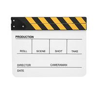 Claqueta de acrílico Director de Cine de película, Herramienta de fotografía de aplauso de acción Tablero de claqueta de película acrílica magnética Superficie de Marcador (Yellow Stripe whiteboard