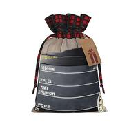 Claqueta de cine y palomitas de maíz, 1 bolsa de Navidad con cordón de 4.7 x 6.9 pulgadas, bolsa robusta para regalos y artículos esenciales de uso diario