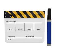 Claqueta de Escena de Director acrílico, Accesorio de Corte de película con bolígrafo, Tablero de acción de películas de televisión Profesional para Cine, Incluye Marcador de (Pizarra Blanca Negra y