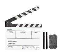 Claqueta de película acrílica de 12 x 10 pulgadas para escena de acción de corte con goma de borrar y bolígrafos