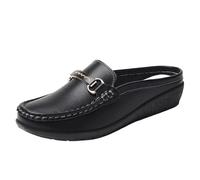 Claquetas Mocasines de Poner, Zapatos Planos y Ligeros para el Diario, Estilo Mula Casual sin Talón., Le Noir, 39 EU