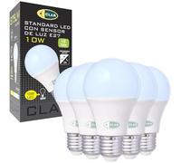 CLAR - Bombilla con Sensor Crepuscular 10W - Luz Fría para Noche y Día, Exterior (Pack 5)