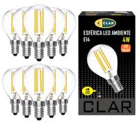 CLAR - Bombilla Filamento Led 4W, Bombilla Led E14 (Equivalente a 40W) Bombilla Led Casquillo Fino, Bombillas Decorativas, Bombilla E14, Led Lights, Esférica Luz Cálida 2700ºK (Pack 10)