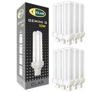 CLAR - Bombilla Fluorescente Gemini D 10W 2700K G24d-1 Luz Blanca Neutra Tubo Compacto 2 Pines CFL Técnica Profesional Reemplazo Preciso Bajo Consumo Iluminación Interior Oficina Taller Cocina