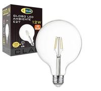 CLAR- Bombilla Globo E27 LED, Bombilla Vintage E27 LED G125 Filamento, 12W Luz Cálida 2700ºK (Pack 1)