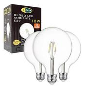 CLAR- Bombilla Globo E27 LED, Bombilla Vintage E27 LED G125 Filamento, 12W Luz Cálida 2700ºK (Pack 3)