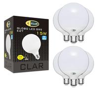 CLAR - Bombilla Globo Grande LED E27 15W, Pack 6, 4000ºK