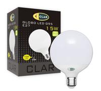 CLAR - Bombilla Globo LED Grande E27 15W, 6000K (Pack 1)