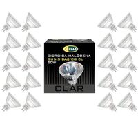 CLAR - Bombilla Halogena, Bombillas Halogenas, Focos Halógenos, Bombillas 12V, Bombillas 12 Voltios, GU5.3 MR16 50W (Pack 20)