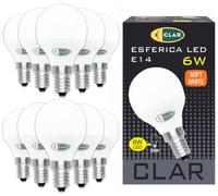 CLAR - Bombilla LED E14, Bombilla E14, Bombillas LED E14, Bombilla LED E14 Luz Calida, Bombillas LED E14 Luz Calida, Bombillas E14, Bombilla E14 LED, Bombilla Casquillo Fino, Bombilla 6W E14 (Pack 10)