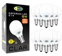 CLAR Bombilla LED E14, luz blanca cálida, 8 W, equivalente a 60 W, 10 unidades