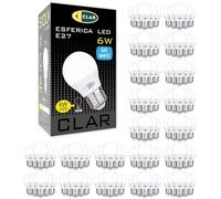 CLAR - Bombilla LED E27 4000K, Bombilla LED E27 Pequeña, G45 6W (Pack 100)
