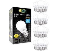 CLAR - Bombilla LED E27 G45 4000K, Bajo Consumo, 6W (Equivalente a 40W), Pack de 20 Unidades