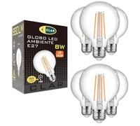 CLAR - Bombilla LED E27 G95 8W, Luz Cálida 2700K, Bombilla Globo de Filamento Estilo Vintage, Bombilla Decorativa para Lámparas Retro (Pack 6)