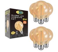 CLAR - Bombilla LED E27 G95 Ámbar 8W, Luz Cálida 2500K, Filamento Estilo Vintage, Bombilla Globo Decorativa para Lámparas Retro (Pack 6)