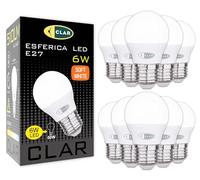 CLAR - Bombilla LED E27 Luz Cálida, Bajo Consumo, Pequeña, 40W Equivalente, G45, 6W (Pack 10)