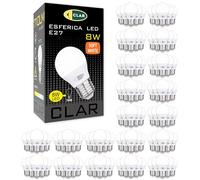 CLAR - Bombilla LED E27 Luz Cálida, Bajo Consumo, Pequeña, 40W Equivalente, G45, 8W (Pack 100)