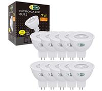 CLAR - Bombilla LED GU5.3, MR16, Dicroica LED 12V, Luz Cálida 3000ºK 7W (Pack 10)