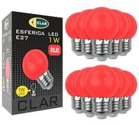 CLAR Bombilla Led Roja E27 1W Esférica Luz Decorativa Ambiente Cálido Fiesta Jardín Terraza Interior Exterior 15000H Bajo Consumo Ángulo 200 Grados Voltaje 220V 240V