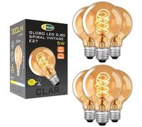 CLAR - Bombilla Vintage E27 Decorativa, Regulable en Intensidad, 5W 2200K (Pack 6)