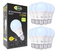 CLAR - Bombillas LED E27 10W 6500K, Luz Fría, Bombilla LED Blanco Frío (Pack 10)