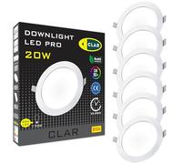 CLAR - Downlight LED Empotrable para Techo Interior, 220mm, 20W 4000ºK (Pack 6)