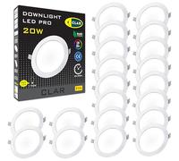 CLAR - Downlight LED Techo Empotrable, Focos Interior, 20W 6000ºK, 220mm, Empotrables (Pack 20)