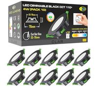 CLAR - Downlight LED techo empotrable, Ojos de buey LED para techo, Focos para el techo, Downlight Regulable 4W, 3 tonalidades, Negro (Pack 10)