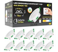 CLAR - Downlight LED techo empotrable, Ojos de buey LED para techo, Focos para el techo, Downlight Regulable 4W, 3 tonalidades, Blanco (Pack 10)