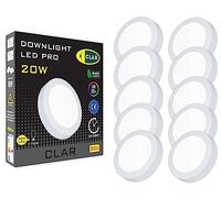 CLAR - Downlight LED Techo Superficie 20W, Plafón de Techo para Cocina o Baño, Luz Blanca Neutra 4000K, Lámpara de Techo (Pack 10)