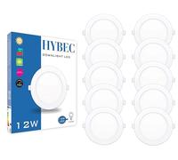 CLAR Hybec - Downlight LED techo empotrable, Foco LED Interior techo, Driver incluido, Luz Cálida 3000ºK 12W (Pack 10)