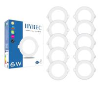 CLAR Hybec - Downlight LED techo empotrable, Foco LED Interior techo, Driver incluido, Luz Cálida 3000ºK 6W (Pack 10)
