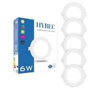 CLAR Hybec - Downlight LED techo empotrable, Foco LED Interior techo, Driver incluido, Luz Cálida 3000ºK 6W (Pack 5)