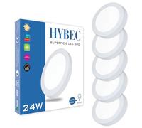 CLAR HYBEC - Downlight LED Techo Superficie 24W, Focos LED Interior Techo, Downlight Superficie LED, Plafón LED, Techo Cocina, Blanco Frío 6000Kº (Pack 5)