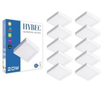 CLAR HYBEC- Lámpara de techo, techo LED, lámpara de techo, lámpara de dormitorio, neón LED, escritorio blanco, techo LED de baño, lámpara de techo LED de 20 W (paquete de 10)