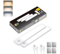 CLAR - Lámpara LED bajo mueble con detector de movimiento, inalámbrica y recargable, iluminación magnética para cocina y armario, 20 cm (pack 2)