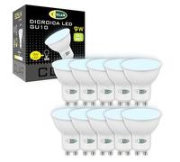 CLAR - LED GU10, Bombillas Ojos de Buey, Luz Fria, 9W (Pack 10)