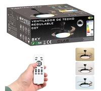 CLAR Ventilador Techo Aspas Retráctiles, Ventilador de Techo con Luz, Silencioso con Mando, Aspas Plegables y Motor Reversible, Ceiling Fan with Light (Negro, 48W)