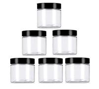 Clara 8oz/250 G PET Plástico Rellenable botella de tarros de recipientes vacíos de cosméticos caja de casos con tapa de negro crema loción (6 unidades)