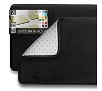 Clara Clark Alfombrillas De Baño De Memoria De Espuma De Veludo, Antideslizantes, Lavables En Máquina, Ultra Suaves, Secado Rápido, Juego De 2 - Negro