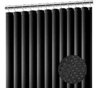 Clara Clark Cortina de Ducha Negra Impermeable para baño, Cortina de Ducha de Tela de gofre, Cortina de baño, Cortina de Ducha de Tela de 180 x 180 cm, Cortina de Ducha de Tela