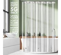 Clara Clark Forro de Cortina de Ducha, Forro de Ducha Transparente Impermeable con 3 imanes, Cortinas de Ducha de PEVA, 180 x 180 cm, Forro de Cortina de Ducha Transparente Ligero