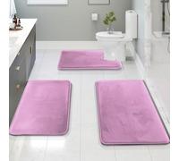 Clara Clark Juego de 3 tapetes de baño de Espuma viscoelástica y Terciopelo para baño, Antideslizantes, con Respaldo de PVC, Lavables, de Secado rápido, Color Lavanda
