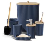 Clara Clark Juego de Accesorios de baño Azul Marino, Juego de Accesorios de baño de 6 Piezas, Juegos de baño con Cepillo de Inodoro, Cubo de Basura y dispensador de jabón