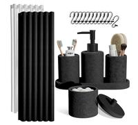 Clara Clark Juego de Accesorios de baño Color Negro, Juego de Accesorios de baño de 19 Piezas, Juegos de baño con Juego de Cortina de Ducha, dispensador de jabón y Soporte para Cepillo de Dientes