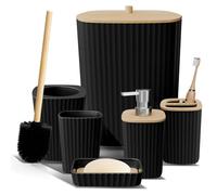 Clara Clark Juego de Accesorios de baño Color Negro, Juego de Accesorios de baño de 6 Piezas, Juegos de baño con Cepillo de Inodoro, Cubo de Basura y dispensador de jabón