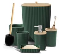 Clara Clark Juego de Accesorios de baño Hunter Green, Juego de Accesorios de baño de 6 Piezas, Juegos de baño con Cepillo de Inodoro, Cubo de Basura y dispensador de jabón
