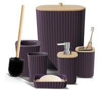 Clara Clark Juego de Accesorios de baño morados, Juego de Accesorios de baño de 6 Piezas, Juegos de baño con Cepillo de Inodoro, Cubo de Basura y dispensador de jabón