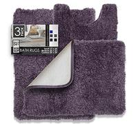 Clara Clark Tapetes de baño, ultrasuaves, Peludos, Lavables a máquina, Goma Antideslizante, Juego de 3 Piezas, Color Morado