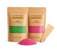 Clarabelle Professionals Granos brasileños de cera dura para la cara, cejas, espalda, pecho, zonas del bikini, piernas, brazos y barbas (50 g, aloe vera + rosa rosa)